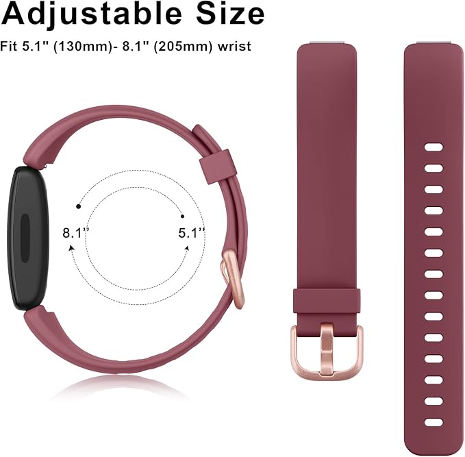 3 Pack Silicone Bands Compatible with Fitbit Inspire 2 Bands for Women Men, Adjustable Replacement Sport Wristbands Straps for Fitbit Inspire 2 / Ace 3 (Black/Navy Blue/Wine Red)