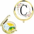 Small Pill Box for Purse Pocket, Personalized Small Pill Case 3 Compartment, Monogrammed Cute Pill Organizer, Gift for Women Teen Girls, Travel Mini Jewelry Box,Earring Holder Organizer