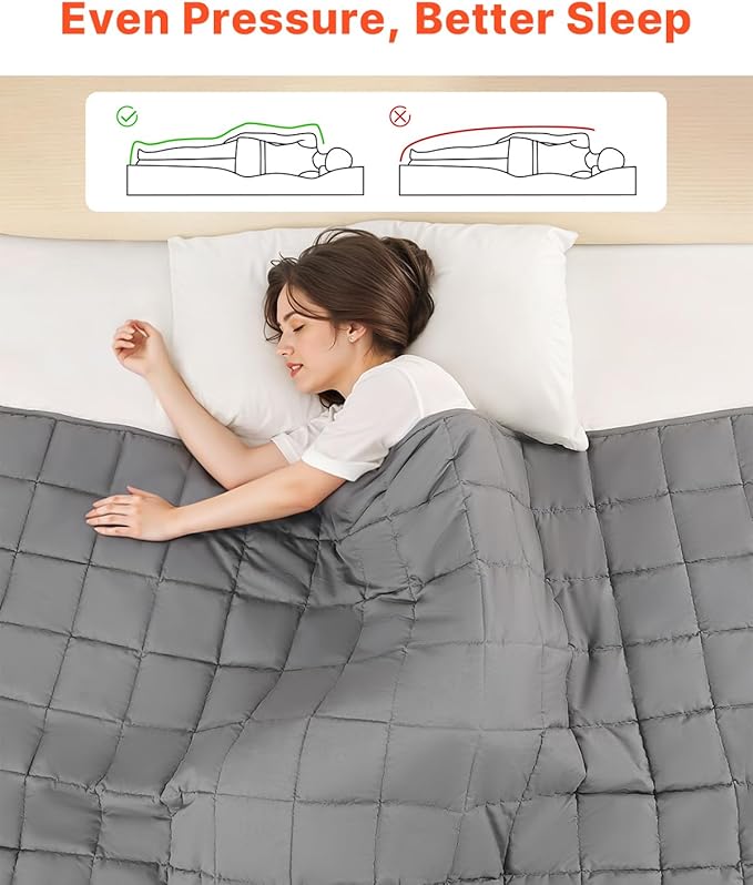 VEVOR Weighted Blanket 88 x 104 inch - King Size, 20 lbs Heavy Blanket with Cooling Glass Beads, Soft & Breathable for All-Season Use, Suitable for Adults 200-250 lbs, Ideal Gift Choice (Grey)