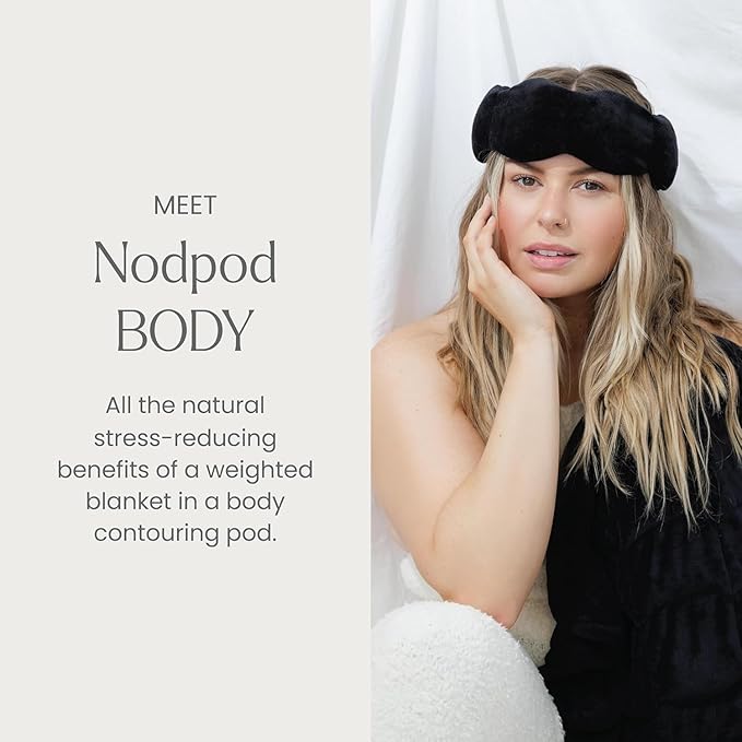 nodpod Body 6.5lb Patented Compact Weighted Blanket I Perfect for Relaxation, Sleeping & Travel l I Glass Bead Filled, Machine Washable (29" x 24") - Black Onyx