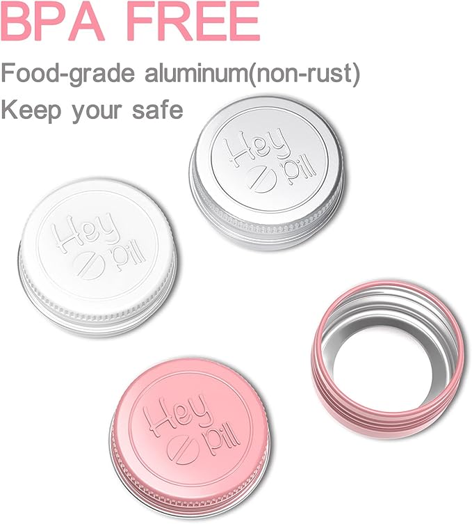 Extra Small Pill Box for Purse (3 Pack), ADHYRO Aluminum Mini Pill Case, Daily Portable Lightproof Pill Organizer to Hold Vitamins, Fish Oils, Supplements (Pink Silver White)…