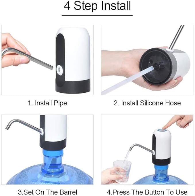 Water Pump for 5 Gallon Jug, CHIVENIDO Drinking Water Pump Water Jug Dispenser USB Charging Water Dispenser with Non Spill Caps for Universal 2-5 Gallon Bottle