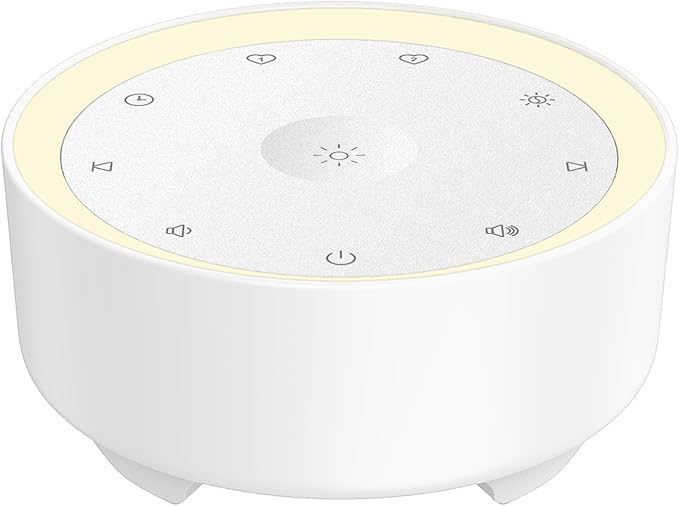 Kipcush White Noise Machine for Sleeping, 20 Soothing Sounds Including White Pink Brown Noise, Fan and Nature, Custom Shortcut Buttons, Dimmable Night Light, 8 Hour Timer, USB Powered