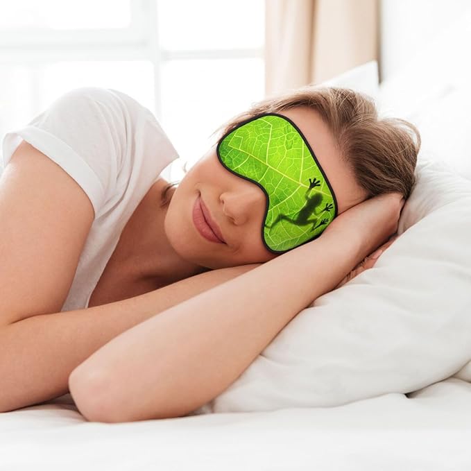 Frog Shadow on The Leaf Sleep Mask Eye Mask with Adjustable Strap Eye Sleep Shade Cover Blocks Light for Women Men Airplane Travel Nap