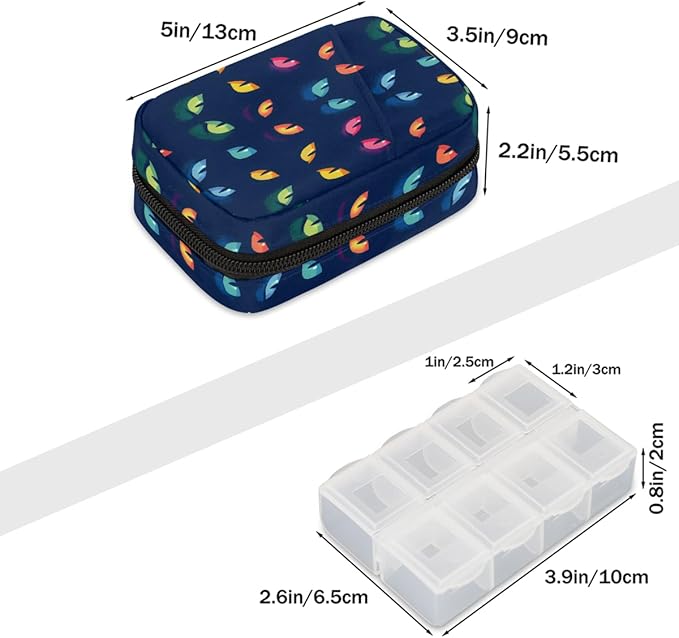 Blue Animal Eyes Pill Case Everyday Travel, 7 Day Weekly Medicine Pill Box Compact Portable Pills Bottle Organizer with Zipper for Daily Vitamin Medicine Holder Bottle Organizers Bag