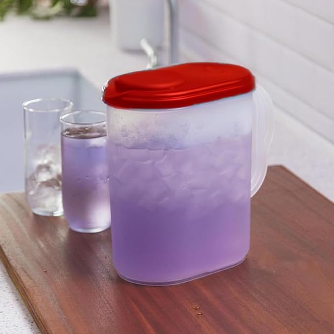 1 Gallon Water Pitcher with Lid & Pivot Top Spout -Slim Design Fits Fridge Door- Tea Pitcher 1 Gallon Plastic Pitcher with Lid 1 Gallon Pitcher with Lid Water Pitchers with Lids Plastic Water Pitcher