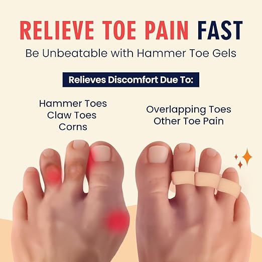 Dr. Frederick's Original Hammer Toe Corrector Gels - 2 Pairs - All-Day Relief for Crooked & Overlapping Toes - Soft Cushioning - Symptomatic Support for Toe Alignment - Beige - 3 Loop Design