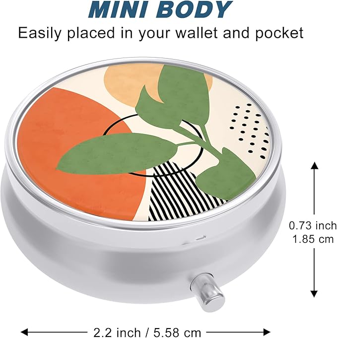 Pill Case, Cute Travel Pill Box for Purse, Moisture Proof Small Medicine Holder, Portable Pocket Medicine Organizer Dispenser to Hold Vitamins, Cod Liver Oil, Supplements, Tropical Plants