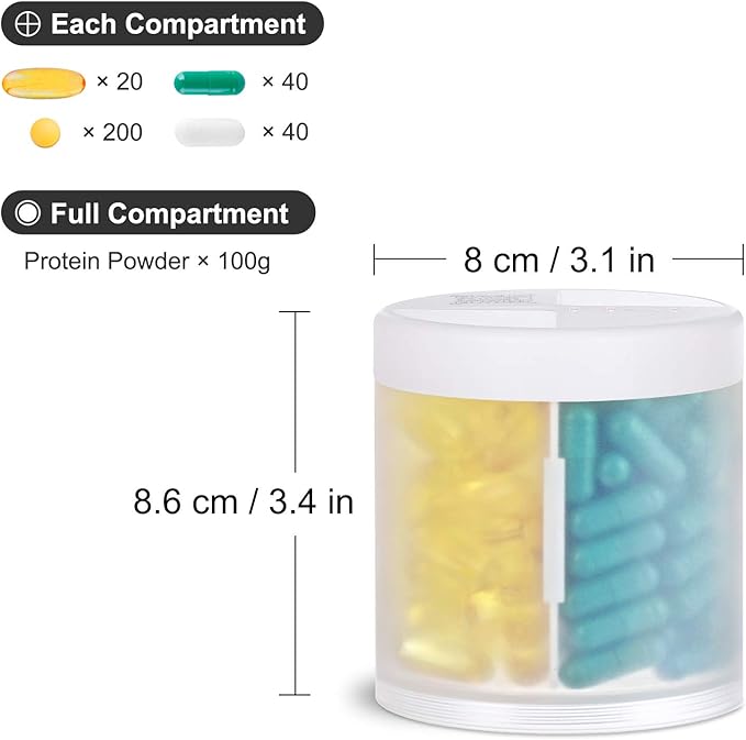 Extra Large Supplement Organizer with 4 Compartments Easy Open Pill Dispenser Monthly Medicine Vitamins Organizers Storage Pill Bottles,Transparent