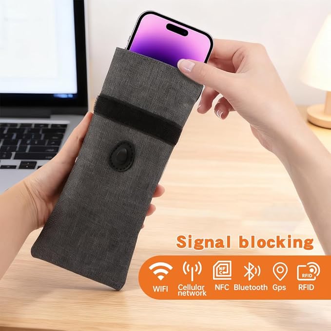 Faraday Bags for Phones, Signal Blocking Case Dry Shield Faraday Phone Sleeve Waterproof Dry Bag for Cell Phones, Car Key/WiFi/RFID/GPS Signal Blocker(Color:Grey)