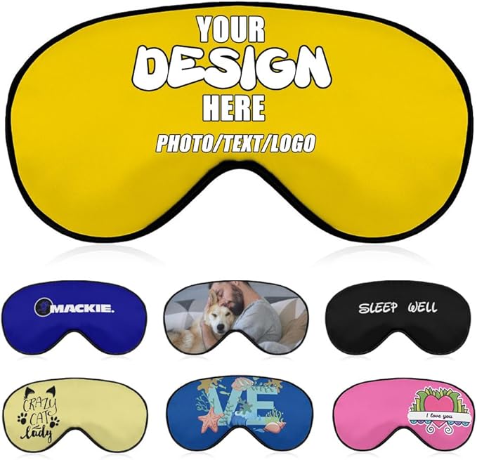 Personalized Eye Mask for Sleep, Custom Eye Masks for Adult Children Soft Breathable Lightweight, Design Your Own Sleep Masks Effectively Blocking Light,#Gold
