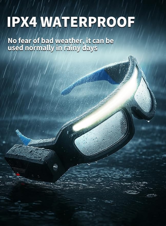 Safety Glasses with Lights LED - Rechargeable Work Glasses with Motion Sensor, Headlamp Glasses for Men Women, Hands-Free Light up Glasses for Running Camping Mechanic(Yellow)