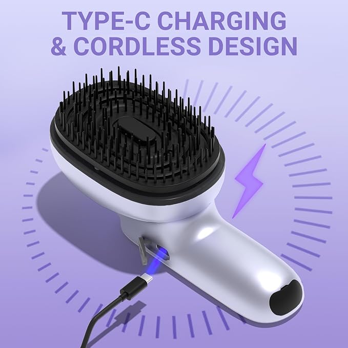 Electric Scalp Massage Brush with Red Light, Vibrating Hair Growth Massager, Portable Deep Brush Head Tool with Essential Oil Spray Function,Give Gifts to Parents and Family Members (Silvery)