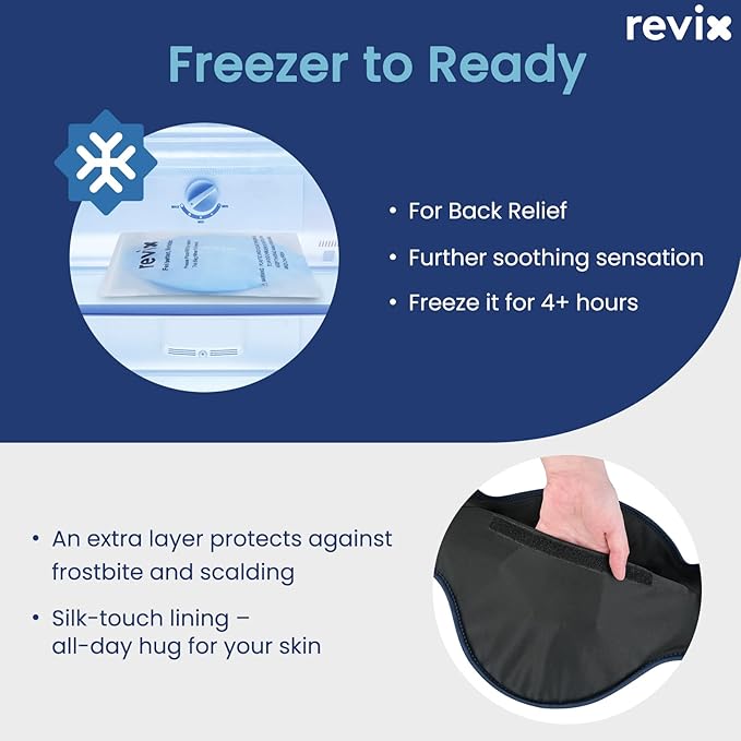 REVIX Extra Large Ice Pack for Back, 2 Packs, Reusable Gel Ice Pack Wrap for Lower Back, 13.4” x 11”, Cold Compress Therapy for Waist, Lower Lumbar, Tailbone Discomfort Relief, Muscle Relaxation