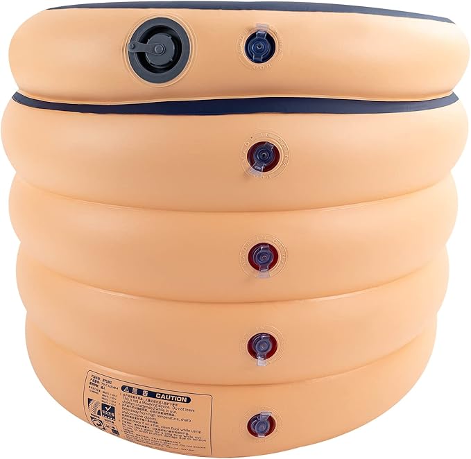 55.1 in Portable Bathtub for Adults, Foldable Inflatable PVC Bathtub with Electric Pump & Bath Pillow Headrest, Outdoor & Indoor Freestanding Collapsible Tub for Toddler Spa Hot Ice Bath (Orange)