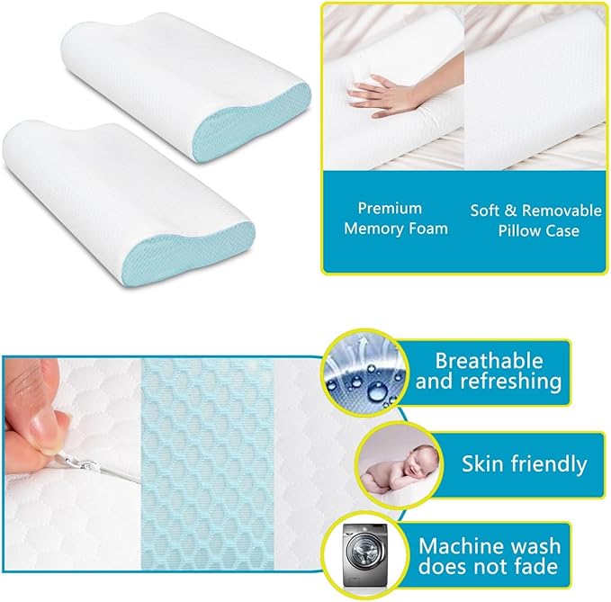 Cervical Memory Foam Pillow for Neck Pain Relief, Memory Foam Anti-Snore Pillows