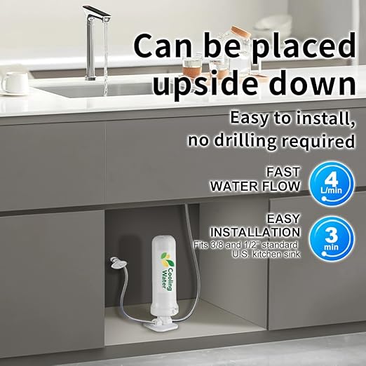 CW-CF Under Sink 5-Stage, No Drilling Required, Environmentally Friendly Filter Reduces Lead, Chlorine, Bad Taste & Odor,Fluoride,NSF/ANSI 42 Certified for Sink Faucet