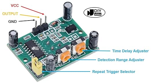 HC SR501 PIR Motion Sensor Module Infrared Motion Detector Compatible with Arduino ESP32 ESP8266 Raspberry Pi for Motion Detection and DIY Home Automation Projects, 2 Pieces