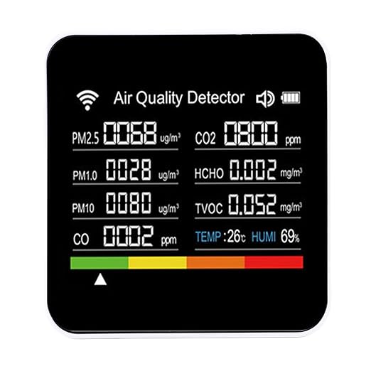 Zunate 14 in 1 Air Quality Detector, Professional Indoor Monitor with PM2.5 VOC Sensor, Smart WiFi Enabled Portable Tester for Temperature and Humidity Tracking