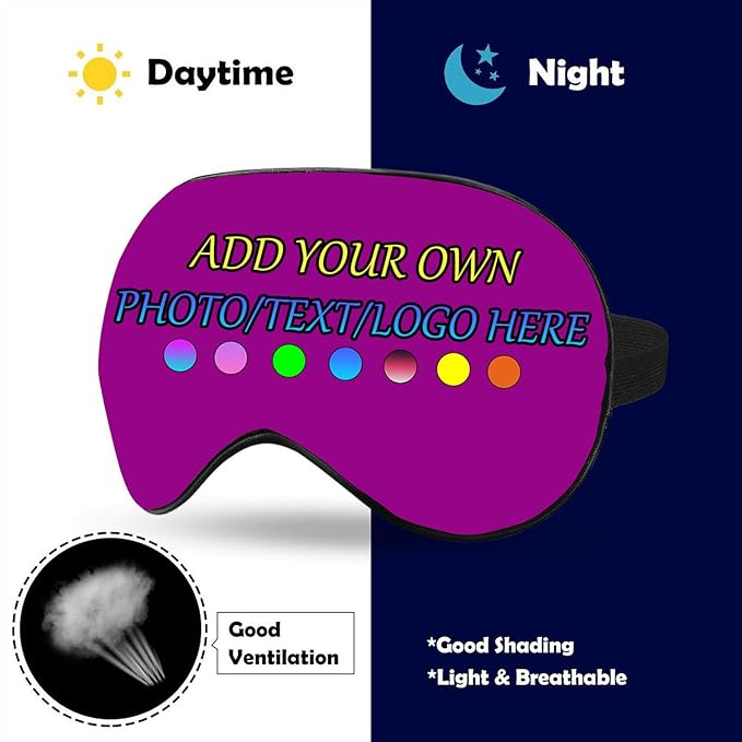 Personalized Eye Mask, Custom Eyeshade Blindfold Add Your Design Image Text Customized Eye Cover with Adjustable Strap for Sleeping Travel Work Naps Blocks Light, Mei Red