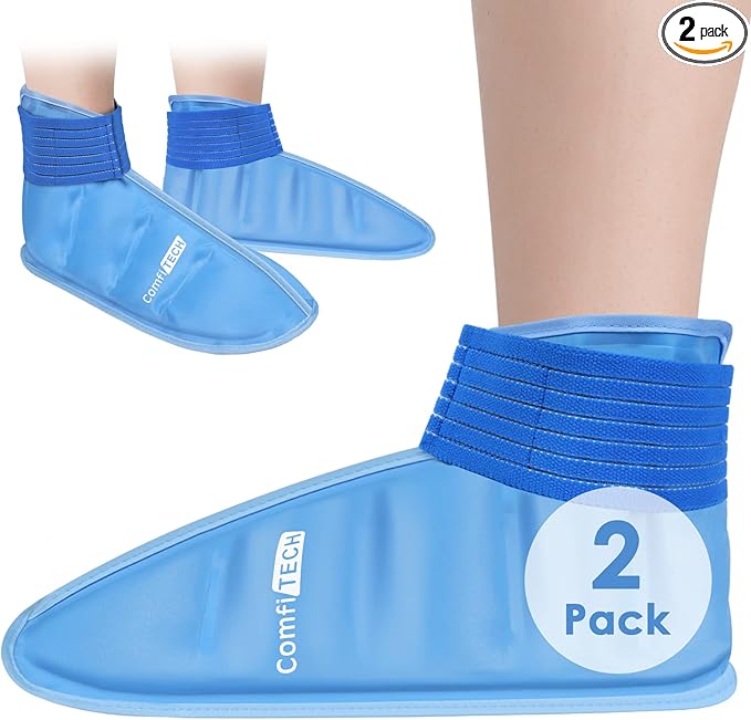 ComfiTECH Foot Ice Pack Wrap for Feet, Cooling Boot for Ankle, Cold Heel Pad for Plantar, Medium