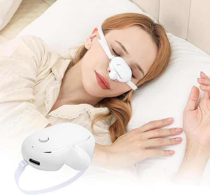 Smart Anti-Snoring Device,Smart Snore Stopper with Strong and Weak Modes for Snoring Reminder,Relief.Easy Use,AI Automatic Monitoring Portable Snore Solution for Home Office Travel (White)