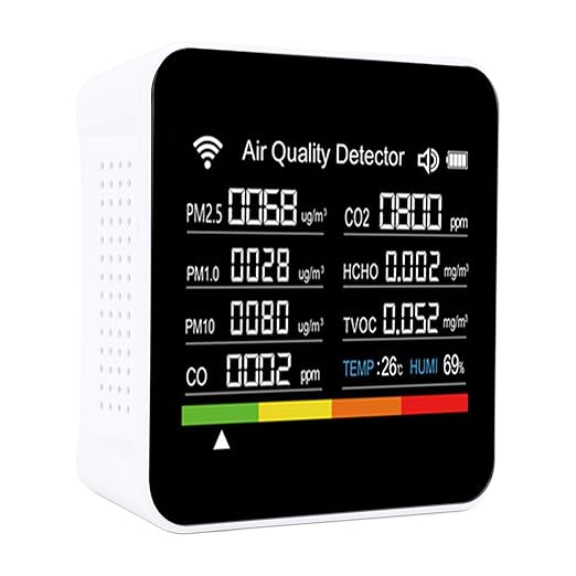 fosa Air Quality Detector - 14 in 1 Smart WiFi Portable Indoor Air Quality Monitor with PM2.5, Temperature, Humidity, VOCs Sensors for Home, Office, Travel