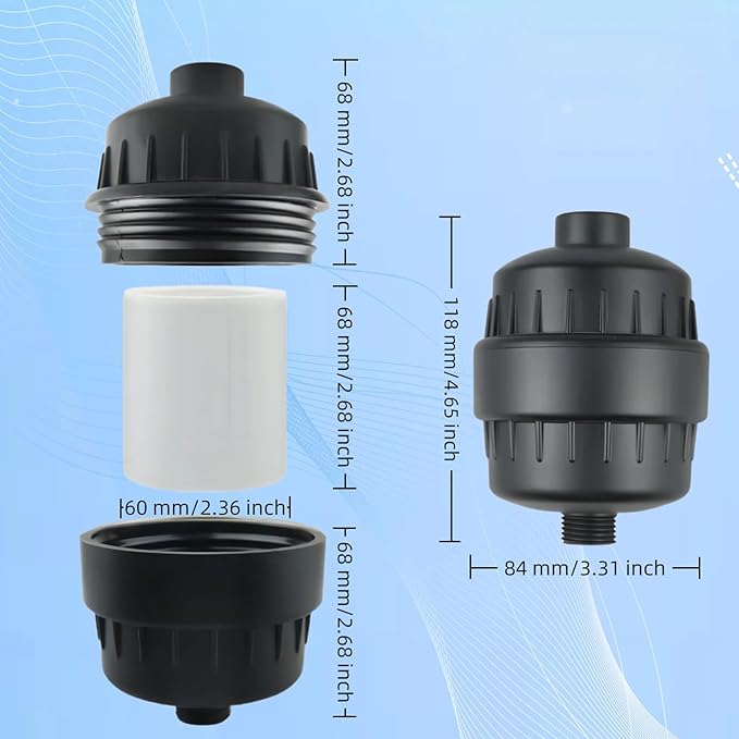 20-Stage Showerhead Filter for Hard Water Heavy Metals and Sediments， Reduces Dry Skin, Dandruff and Eczema - Improves Skin, Hair and Nails - High Output Filtered Shower Head, Consistent Flow