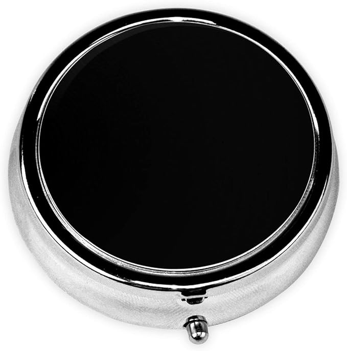 Pill Box, Medicine Pill Organizer Case Container Custom Travel Pill Holder Vitamin for Purse Med Wallet Portable Mini Pastillero Round Customizable, Black01, Personalized Gifts