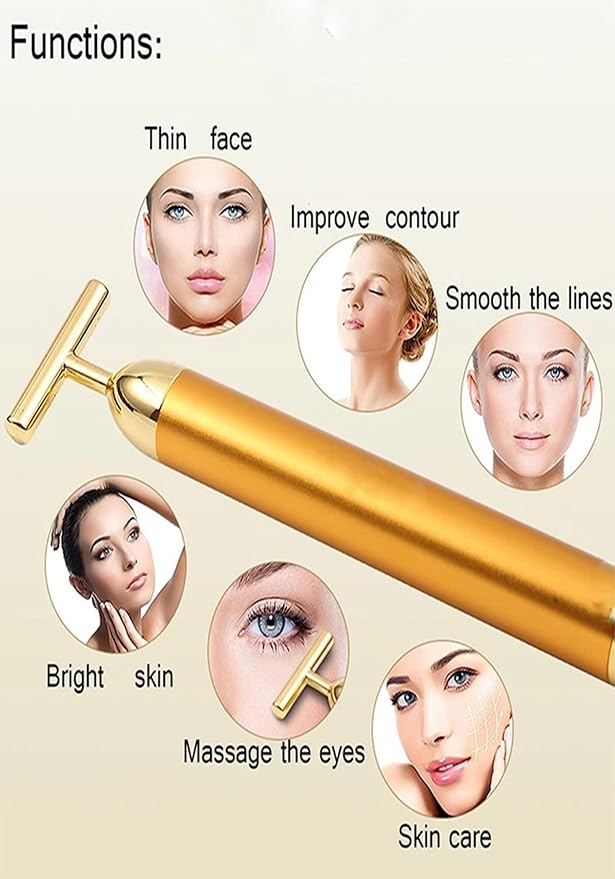 Beauty Bar Gold Face Massager for Skin Care T-Shape Facial Massager Tools Face Lifting