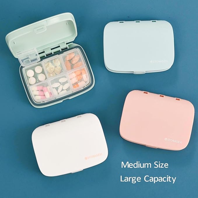 Slim Pill Case - Portable Pill Organizer with Removable Compartments - Leakproof Pill Holder for Daily Medication