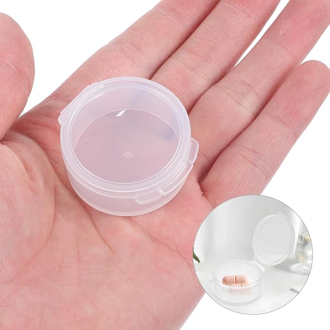 HEALLILY 10pcs Small Pill Case Clear Round Plastic Storage Containers Pill Box Earplug Storage Box with Lids