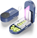 Pro U | V C-Pill Cutter & Organizer - Luminescent LED Status Light | 3-25mm Adjustable Blades | Splinter-Free Cutting | Detachable Washable Compartment for Elderly-Mom (Blue)