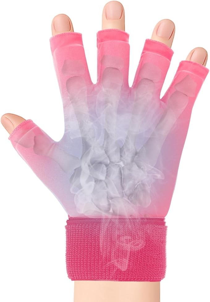 Finger Arthritis Compression Hand Ice Pack Gloves for Pain Relief, Adjustable Wrist Ice Pack for Hot & Cold Therapies, Reusable Gel Finger Ice Glove Sleeve tfor Tendinitis, Carpal Tunnel (Gray)