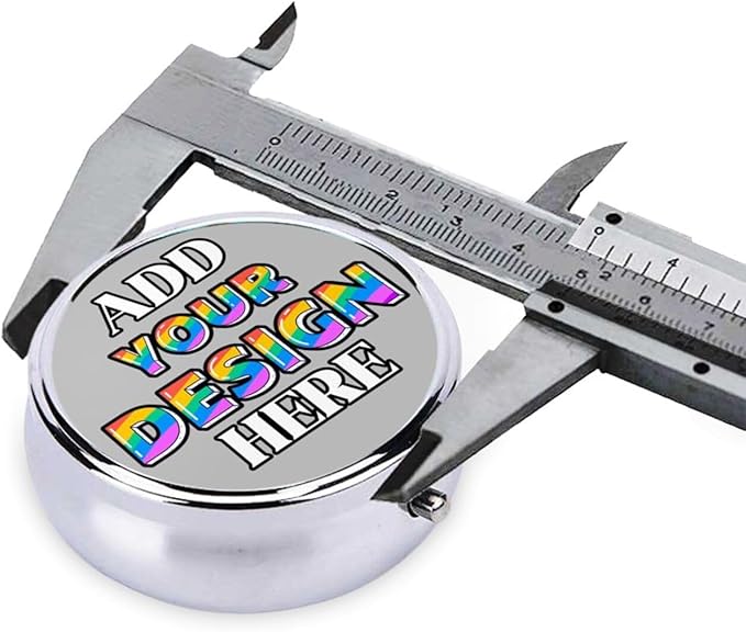 Custom Pill Case, Medicine Pill Box Organizer Container Travel Pill Holder Vitamin for Purse Med Wallet Portable Mini Pastillero Round, Silver, Personalized Gifts