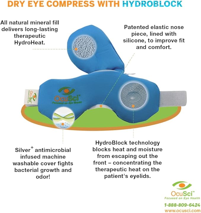 HydroHeat Dry Eye Compress Machine Washable Cover, Save 40%, Microwave for Moist Heat Therapy or Freeze for Cold Therapy to Treat Eye Syndrome