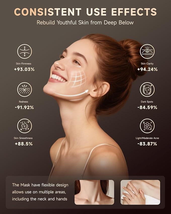 Red Light Therapy Mask for Face, 7 Colors LED Face Mask Light Therapy with Rechargeable Remote, Portable Anti-Aging & Skin Rejuvenation Device for Home Use or Travel, Ideal Gift for Women