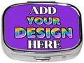 Custom Pill Organizer, Medicine Pill Box Case Container Travel Pill Holder Vitamin for Purse Med Wallet Portable Mini Pastillero Square, Blue Violet, Personalized Gifts