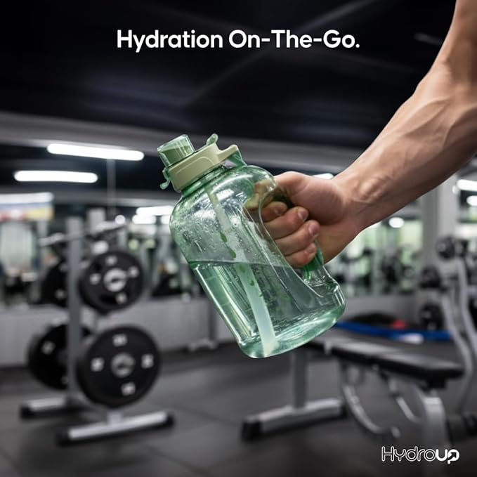Sport Jug 58oz – Large Clear Plastic Water Jug with 2-in-1 Straw & Chug Lid, Motivational Time Markers, BPA-Free, Leakproof