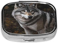 Wild Gray Wolf Pattern Pill Case Pill Box Travel Pill Organizer Small Square Medicine Box for Purse & Pocket Gifts