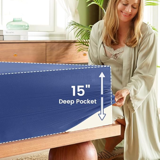 Bamboo Viscose Grounding Sheets, 10% Silver Infused Grounding Cooling Bed Sheets, Silky Breathable Than Cotton for Hot Sleeper, 15 Deep Pocket Grounded Fitted Sheets Only, King