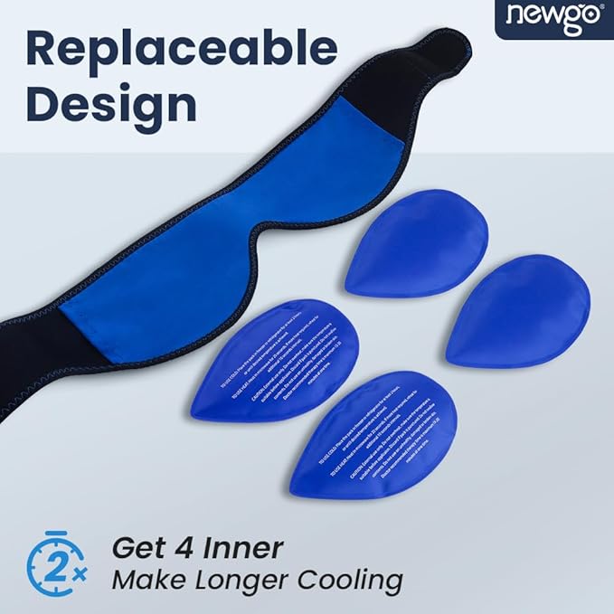 NEWGO Wisdom Teeth Ice Pack Head Wrap for Face Oral Surgery, FSA Eligible, Jaw Ice Pack for Face with 4 Hot Cold Gel Pack for TMJ, Tooth Extraction, Tonsillectomy Recovery
