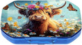This Portable Cute Cow Among The Butterfly Flower Pattern 6 Compartment Pill Box Can Be Placed in A Pocket Or Wallet to Store Vitamins, Medicines Health Supplements Other Medications.