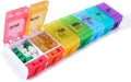 Weekly Pill Organizer, 7 Day Medicine Box with Push Button Design, BPA Free Travel Pill Box Case with Spring Open Design and Large Capacity for Vitamins and Supplements, Rainbow Colors