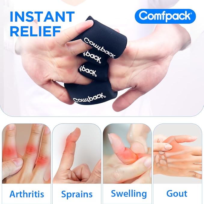 4PCS Finger Sleeves Gel Ice Pack for Pain Relief, Reusable Hot Cold Compression Finger Brace Ice Packs for Injuries, Trigger Finger, Arthritis, Knuckle Immobilization, Gout, Sprain