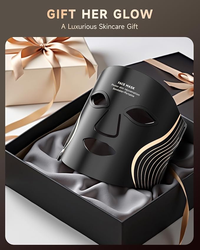 Red Light Therapy Mask for Face, 7 Colors LED Face Mask Light Therapy with Rechargeable Remote, Portable Anti-Aging & Skin Rejuvenation Device for Home Use or Travel, Ideal Gift for Women