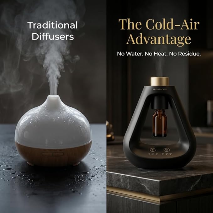 Apex Waterless Diffuser — Cold Air Nebulizing Aromatherapy Diffuser for Home & Office | No Water, No Heat, No Residue | 9 Precision Scent Settings | Matte Black