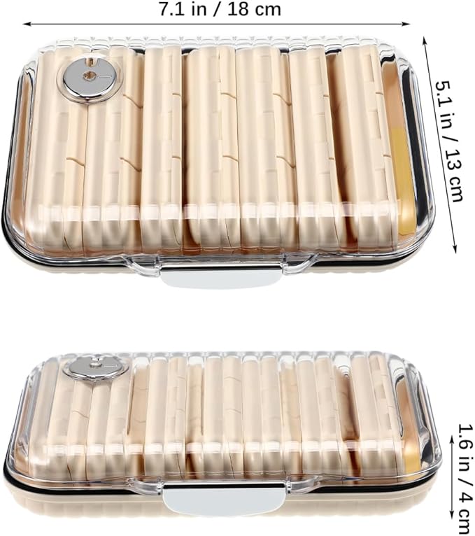 Baluue Mini Pill Organizer Travel Case with Removable Dividers Portable Weekly Medication Storage Box Compact Sealed Design for Daily Pills Vitamins and Fish Oils
