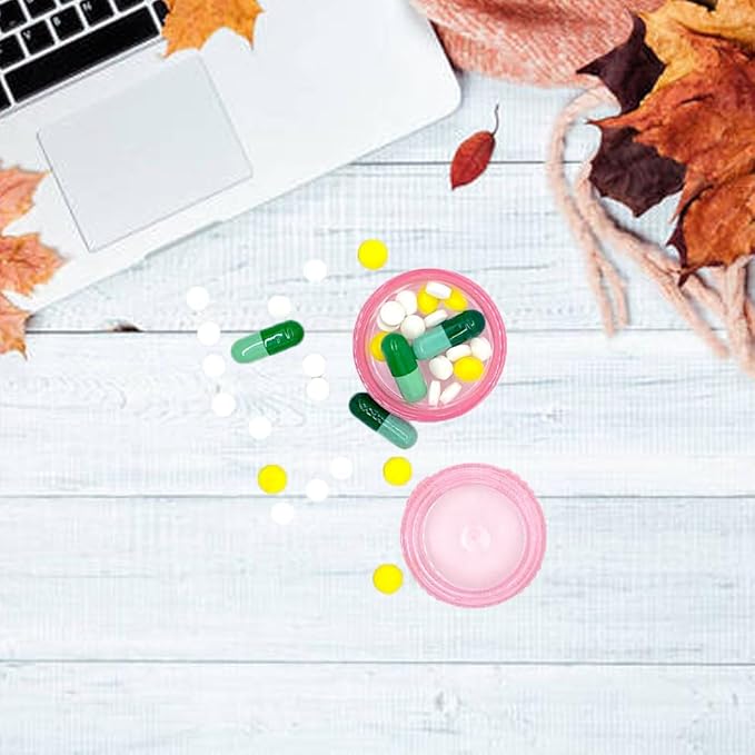 HaiSea Weekly Travel Pill Planner-Monthly Pill Organizer, Daily Month Pill Box-Separate AM/PM Compartments Colors Vary (Pink)