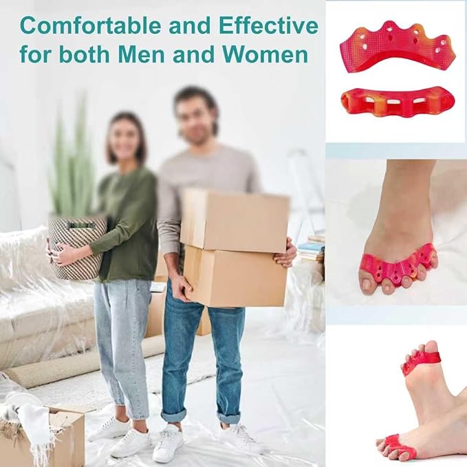 Weiuah 4-Pack Toe Separators & Toe Spacers -Bunion Corrector, Overlapping Toes corrector, Hammer Toe, Relieves Foot Pain, Restores Natural Toe Alignment Unisex,Regular Size (Yellow & Red)